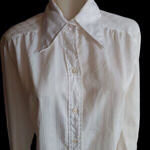 Vintage Women's Large 14 Blouse 1980's Granny Striped Ship'n Shore Top Button